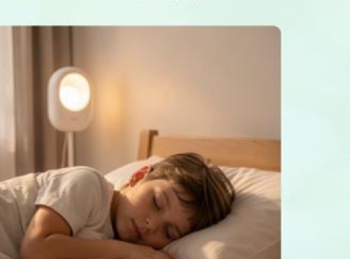 A child sleeping peacefully in a softly lit bedroom